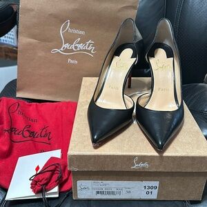 👠ECIB Christian Louboutin Iriza 85mm Napa Black- size 38 in box & dustbags